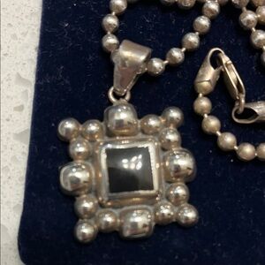 Taxco Sterling Silver Black Onyx Pendant Necklace